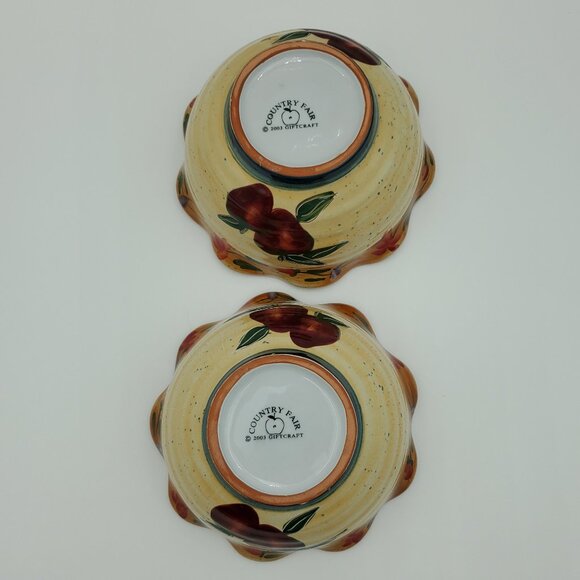 Giftcraft Country Fair Soup Cereal Bowls 2003 Apple Ruffled Edge Dessert Bowls - Picture 5 of 10